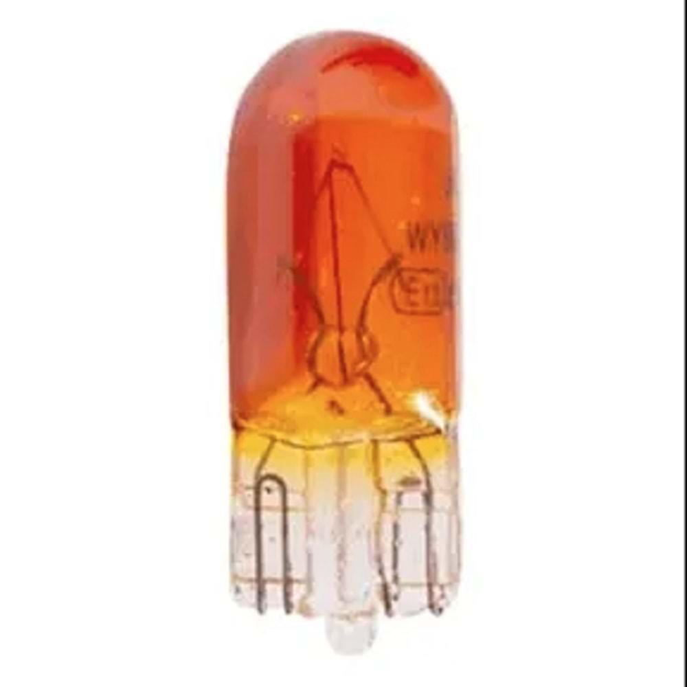 12V/5W Dipsiz Park/Gösterge Ampulu Turuncu Cam
