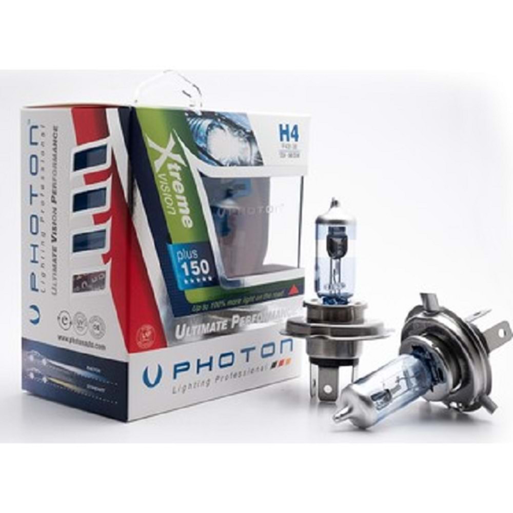 Photon H4 12V 60/55W Xtreme Vision Ampul %150 Daha Fazla Işık 2li