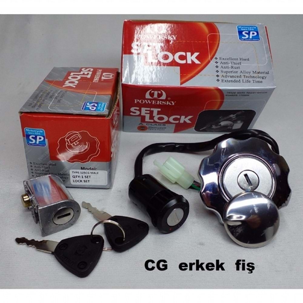 Honda CG 125 Kontak Seti (Kontak,Kilit,Depo Kapağı) Erkek Fiş