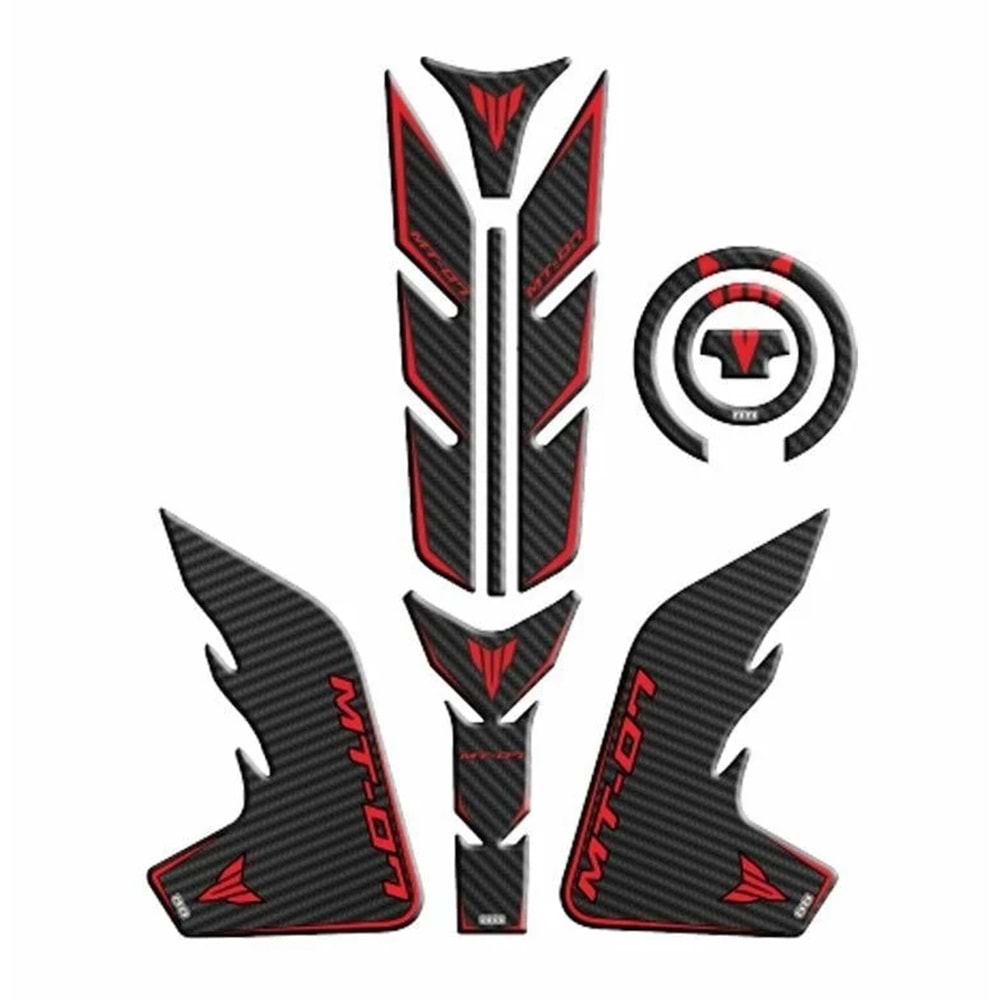 Yamaha MT07 2018-2020 Kırmızı-Siyah Tank Pad Set