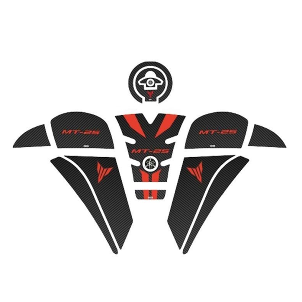 Yamaha MT-25 2020-2024 Kırmızı-Siyah Tank Pad Set