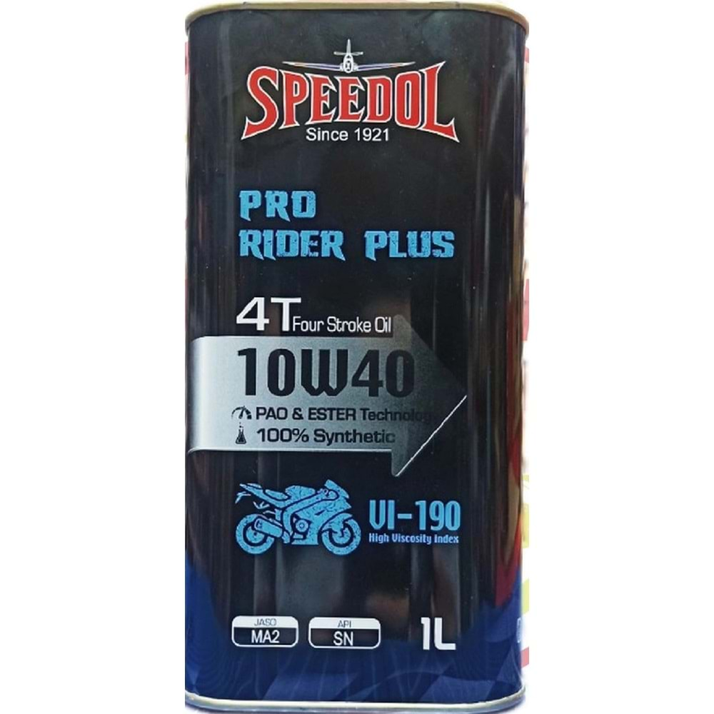 Speedol Pro Rider Plus 4T 10W40 %100 Sentetik 1 Litre Motor Yağı