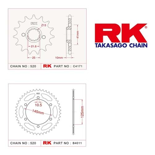 RK Yamaha Xt 660 X/R 15/45T Ön Arka Dişli Set 520 04-14
