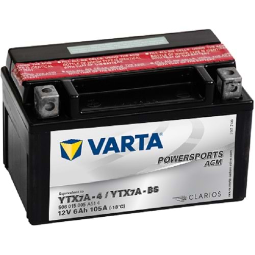 Varta Powersports AGM YTX7A-BS 12V6Ah 105A