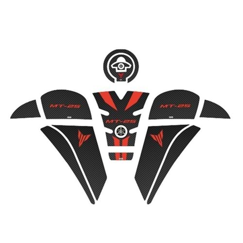 Yamaha MT-25 2020-2024 Kırmızı-Siyah Tank Pad Set